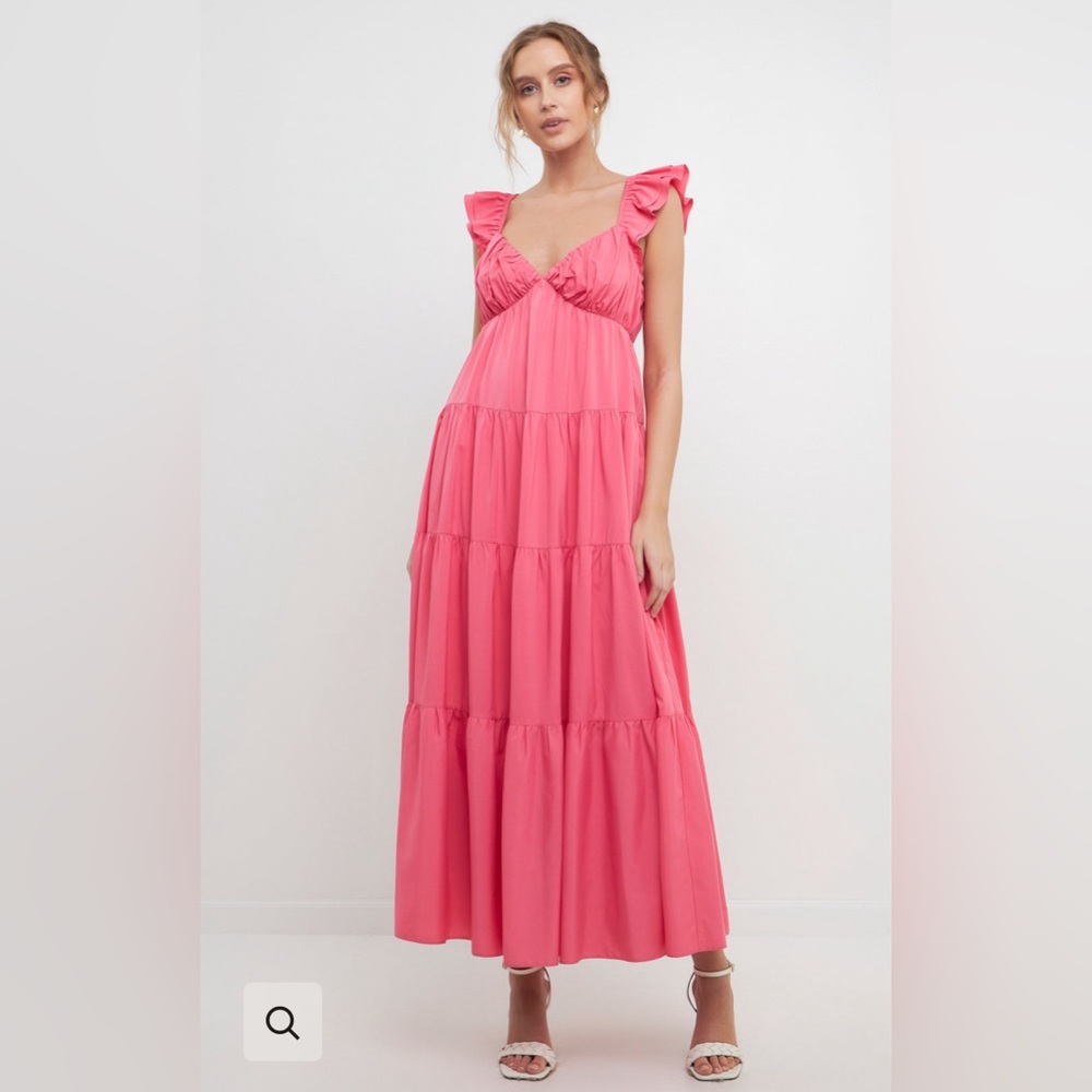 Free The Roses Ruffle Sleeve Maxi Dress